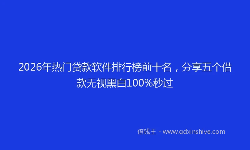 2026年热门贷款软件排行榜前十名，分享五个借款无视黑白100%秒过