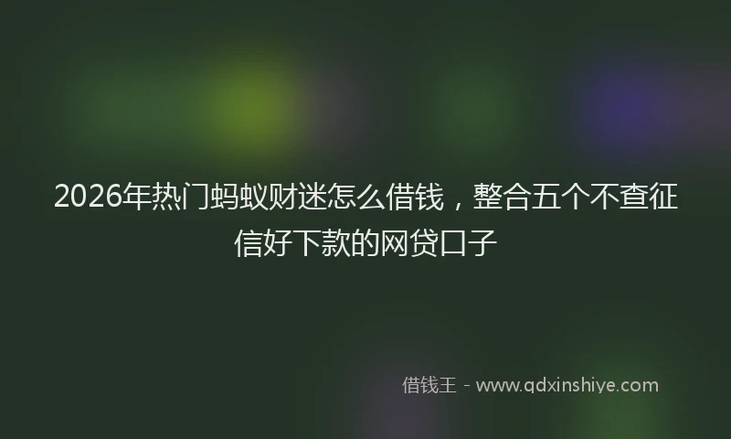 2026年热门蚂蚁财迷怎么借钱，整合五个不查征信好下款的网贷口子