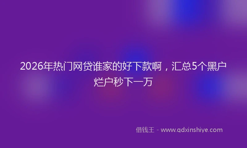 2026年热门网贷谁家的好下款啊,汇总5个黑户烂户秒下一万