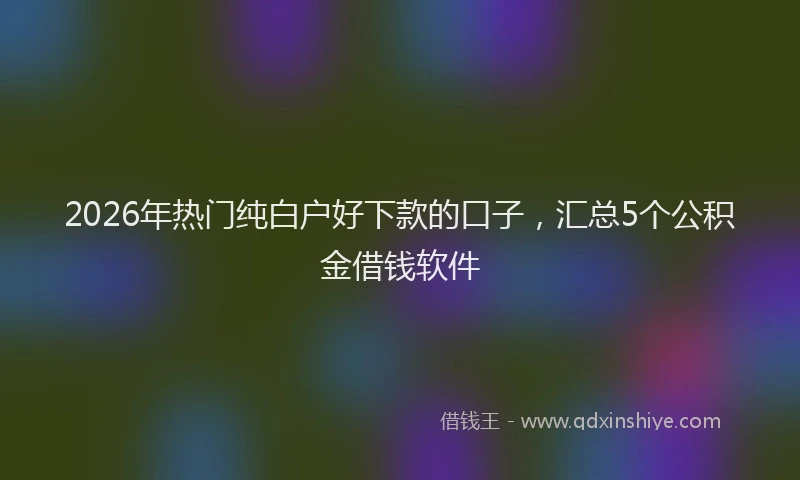 2026年热门纯白户好下款的口子，汇总5个公积金借钱软件