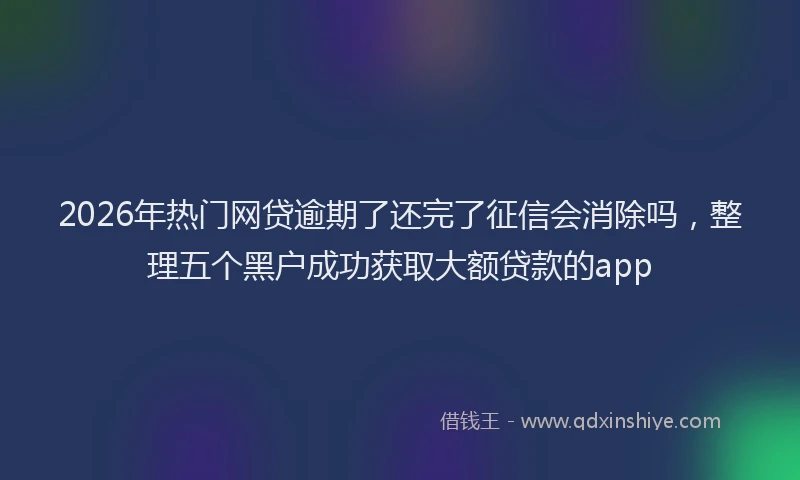 2026年热门网贷逾期了还完了征信会消除吗，整理五个黑户成功获取大额贷款的app