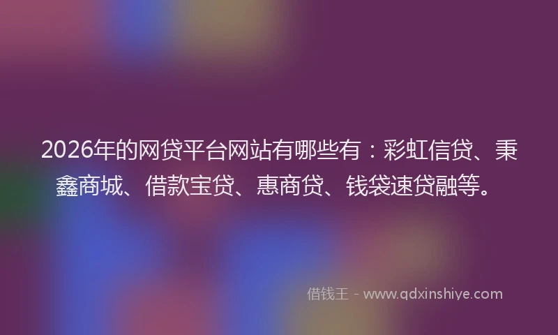 2026年的网贷平台网站有哪些有：彩虹信贷、秉鑫商城、借款宝贷、惠商贷、钱袋速贷融等。
