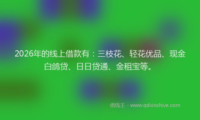 2026年的线上借款有：三枝花、轻花优品、现金白鸽贷、日日贷通、金租宝等。
