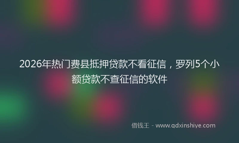2026年热门费县抵押贷款不看征信，罗列5个小额贷款不查征信的软件