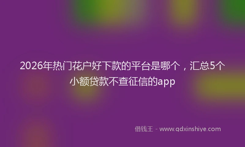 2026年热门花户好下款的平台是哪个，汇总5个小额贷款不查征信的app
