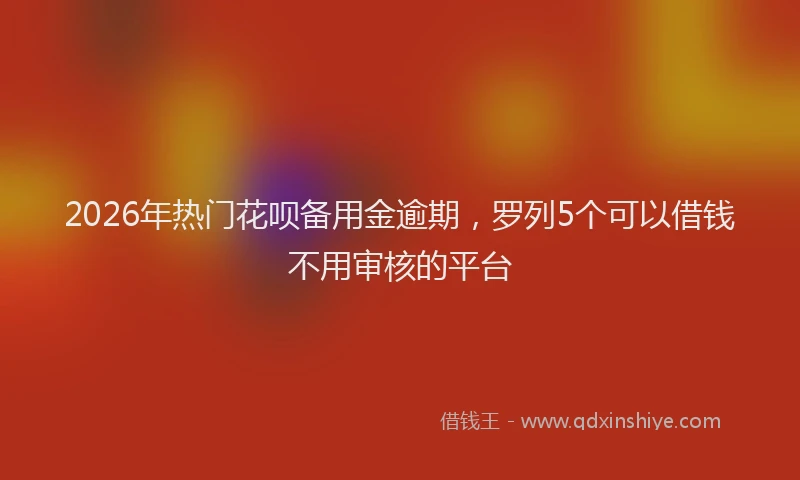 2026年热门花呗备用金逾期，罗列5个可以借钱不用审核的平台