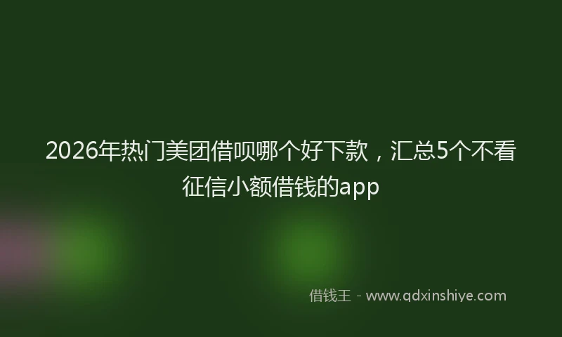 2026年热门美团借呗哪个好下款，汇总5个不看征信小额借钱的app
