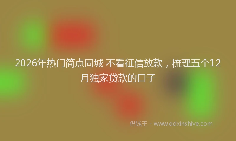 2026年热门简点同城 不看征信放款，梳理五个12月独家贷款的口子