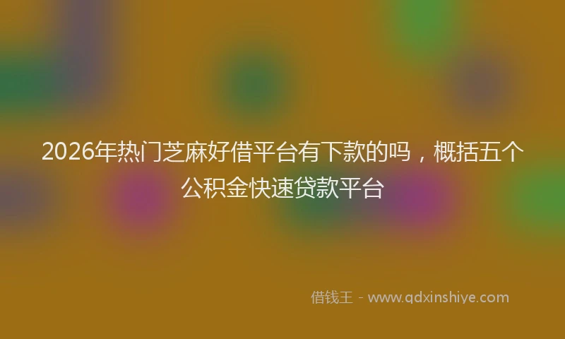 2026年热门芝麻好借平台有下款的吗，概括五个公积金快速贷款平台