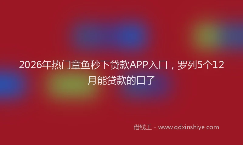 2026年热门章鱼秒下贷款APP入口，罗列5个12月能贷款的口子