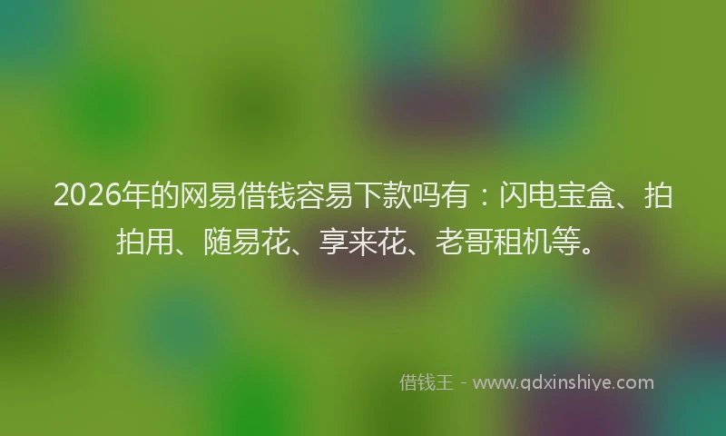 2026年的网易借钱容易下款吗有：闪电宝盒、拍拍用、随易花、享来花、老哥租机等。