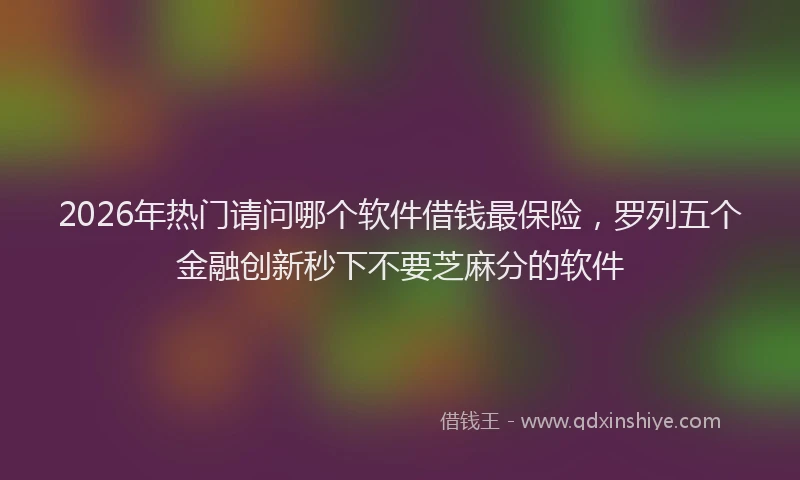 2026年热门请问哪个软件借钱最保险，罗列五个金融创新秒下不要芝麻分的软件