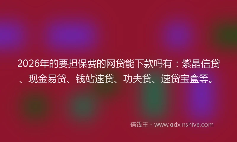 2026年的要担保费的网贷能下款吗有：紫晶信贷、现金易贷、钱站速贷、功夫贷、速贷宝盒等。