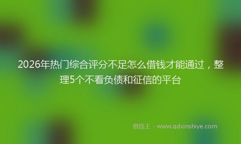 2026年热门综合评分不足怎么借钱才能通过，整理5个不看负债和征信的平台
