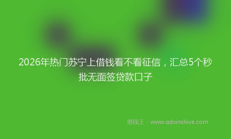 2026年热门苏宁上借钱看不看征信，汇总5个秒批无面签贷款口子