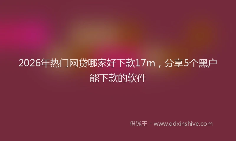 2026年热门网贷哪家好下款17m，分享5个黑户能下款的软件