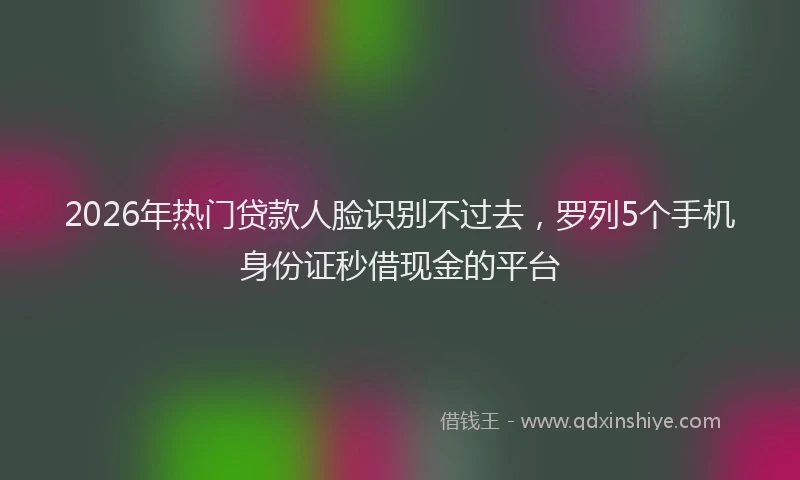 2026年热门贷款人脸识别不过去，罗列5个手机身份证秒借现金的平台