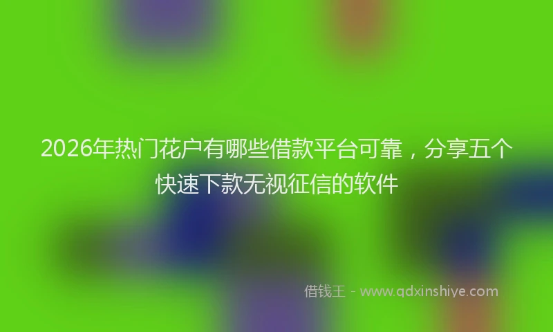 2026年热门花户有哪些借款平台可靠，分享五个快速下款无视征信的软件