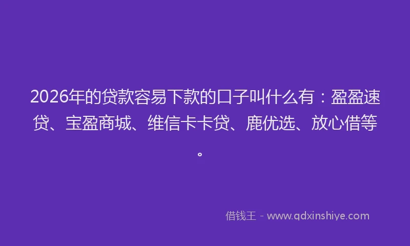 2026年的贷款容易下款的口子叫什么有：盈盈速贷、宝盈商城、维信卡卡贷、鹿优选、放心借等。