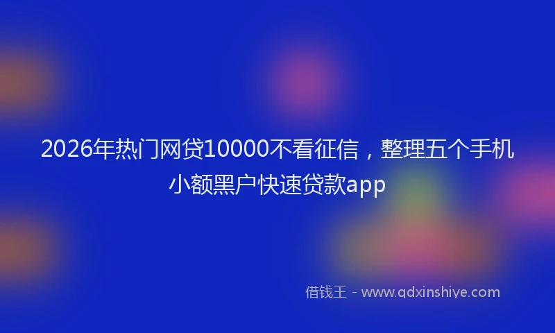 2026年热门网贷10000不看征信，整理五个手机小额黑户快速贷款app