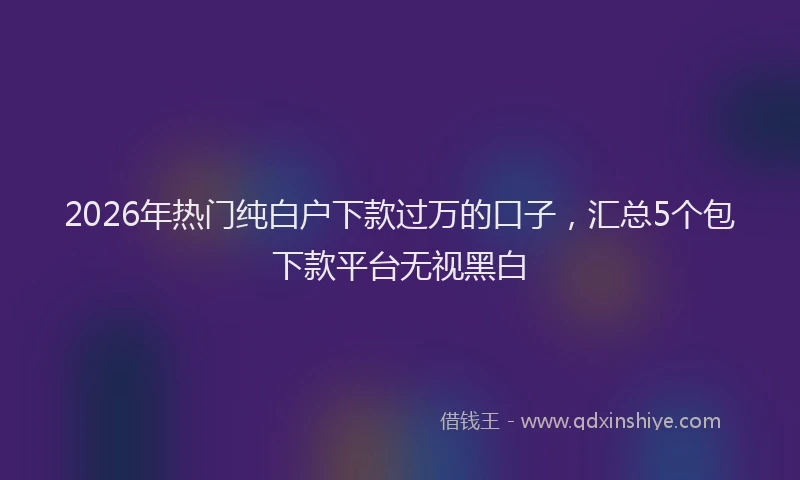 2026年热门纯白户下款过万的口子，汇总5个包下款平台无视黑白