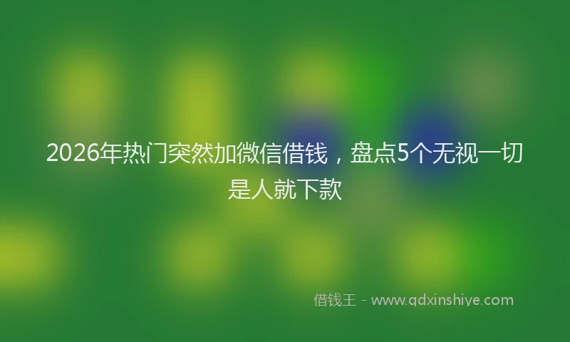 2026年热门突然加微信借钱，盘点5个无视一切是人就下款