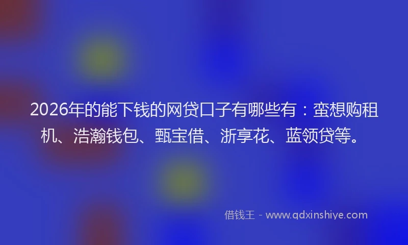 2026年的能下钱的网贷口子有哪些有：蛮想购租机、浩瀚钱包、甄宝借、浙享花、蓝领贷等。