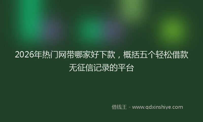 2026年热门网带哪家好下款，概括五个轻松借款无征信记录的平台