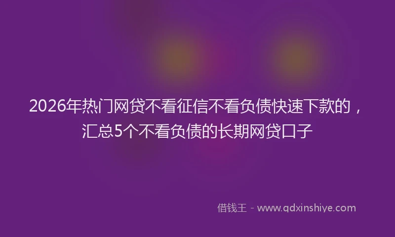 2026年热门网贷不看征信不看负债快速下款的，汇总5个不看负债的长期网贷口子