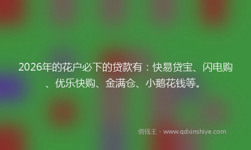 2026年的花户必下的贷款有：快易贷宝、闪电购、优乐快购、金满仓、小鹅花钱等。
