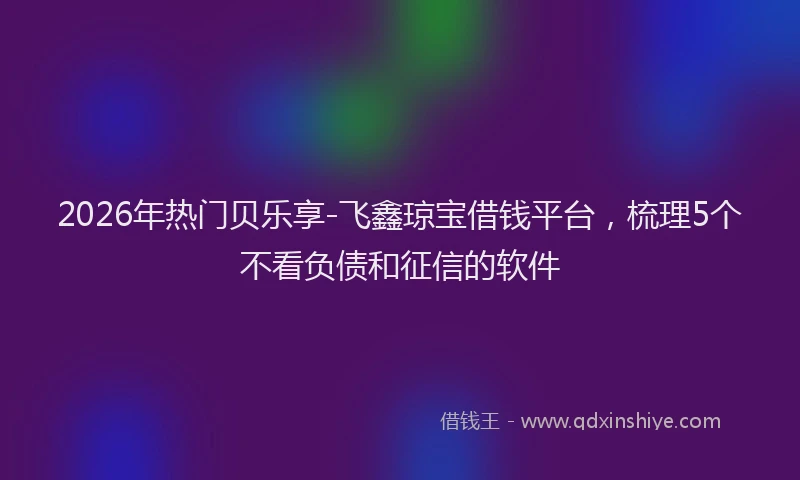 2026年热门贝乐享-飞鑫琼宝借钱平台，梳理5个不看负债和征信的软件