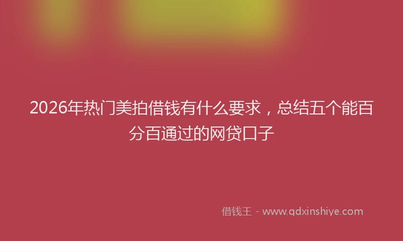 2026年热门美拍借钱有什么要求，总结五个能百分百通过的网贷口子