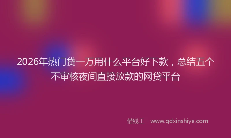 2026年热门贷一万用什么平台好下款，总结五个不审核夜间直接放款的网贷平台