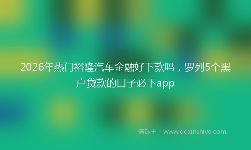 2026年热门裕隆汽车金融好下款吗，罗列5个黑户贷款的口子必下app