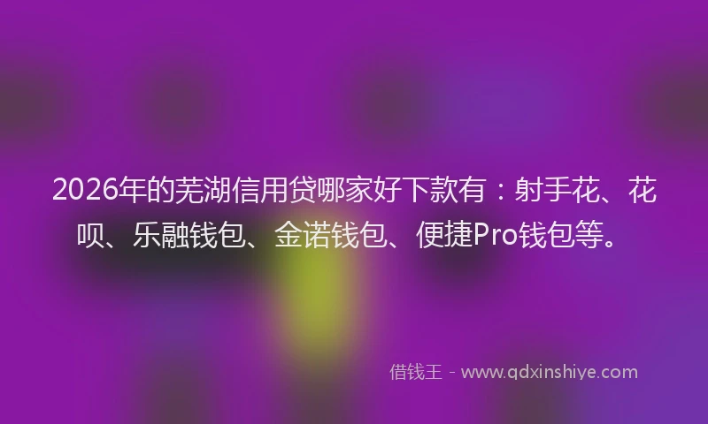 2026年的芜湖信用贷哪家好下款有：射手花、花呗、乐融钱包、金诺钱包、便捷Pro钱包等。