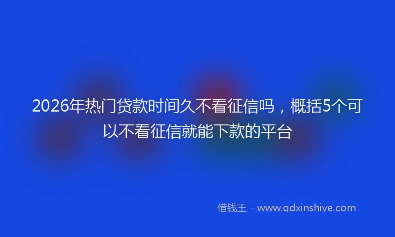 2026年热门贷款时间久不看征信吗，概括5个可以不看征信就能下款的平台