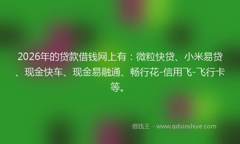 2026年的贷款借钱网上有：微粒快贷、小米易贷、现金快车、现金易融通、畅行花-信用飞-飞行卡等。