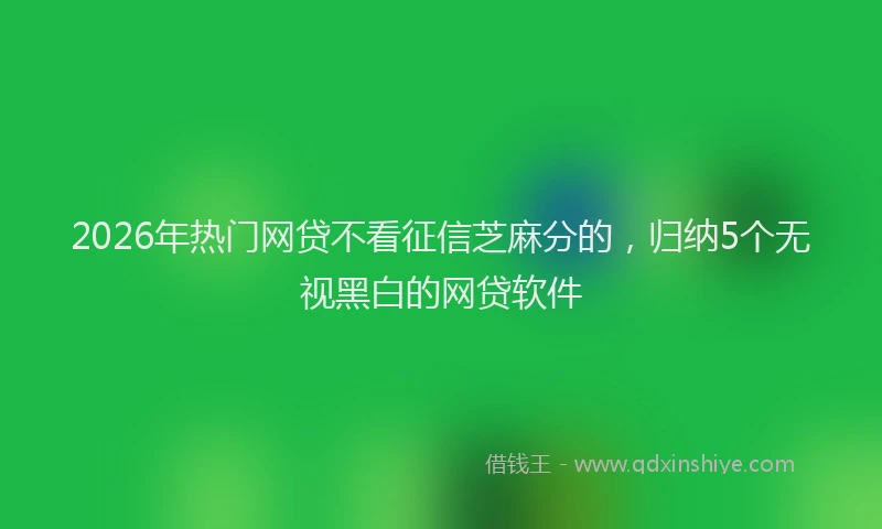 2026年热门网贷不看征信芝麻分的,归纳5个无视黑白的网贷软件