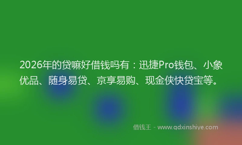 2026年的贷嘛好借钱吗有:迅捷Pro钱包、小象优品、随身易贷、京享易购、现金侠快贷宝等。