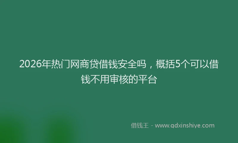 2026年热门网商贷借钱安全吗，概括5个可以借钱不用审核的平台
