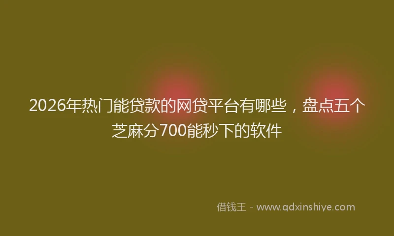 2026年热门能贷款的网贷平台有哪些，盘点五个芝麻分700能秒下的软件