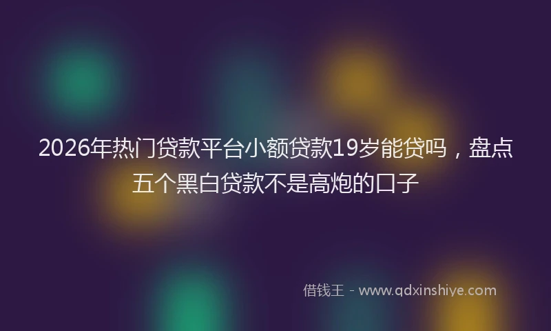 2026年热门贷款平台小额贷款19岁能贷吗，盘点五个黑白贷款不是高炮的口子