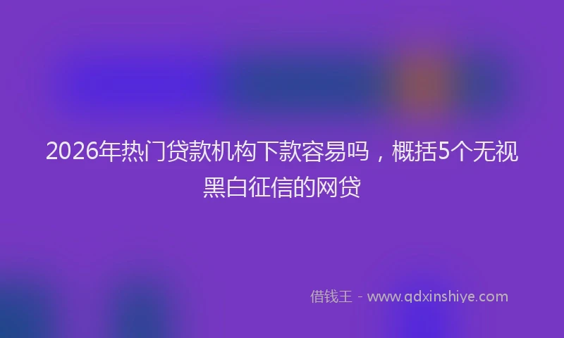 2026年热门贷款机构下款容易吗，概括5个无视黑白征信的网贷