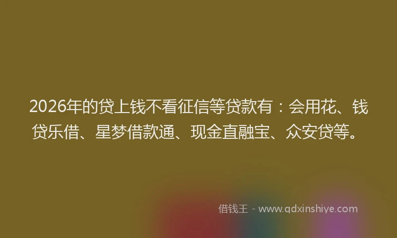 2026年的贷上钱不看征信等贷款有：会用花、钱贷乐借、星梦借款通、现金直融宝、众安贷等。