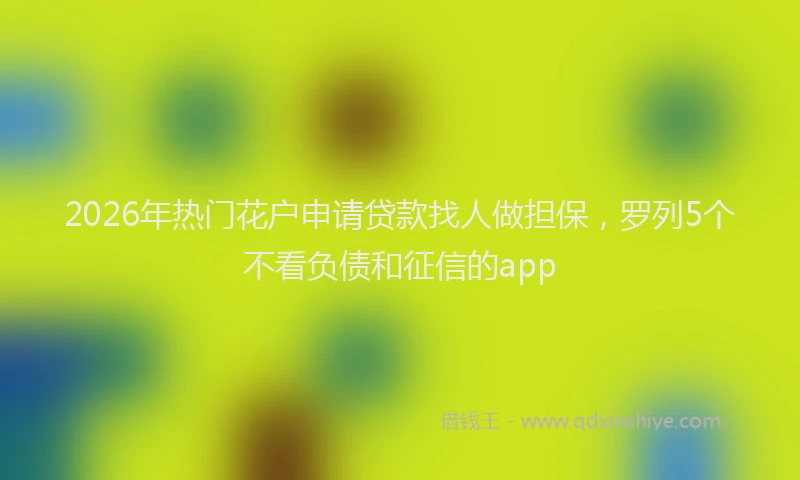 2026年热门花户申请贷款找人做担保，罗列5个不看负债和征信的app