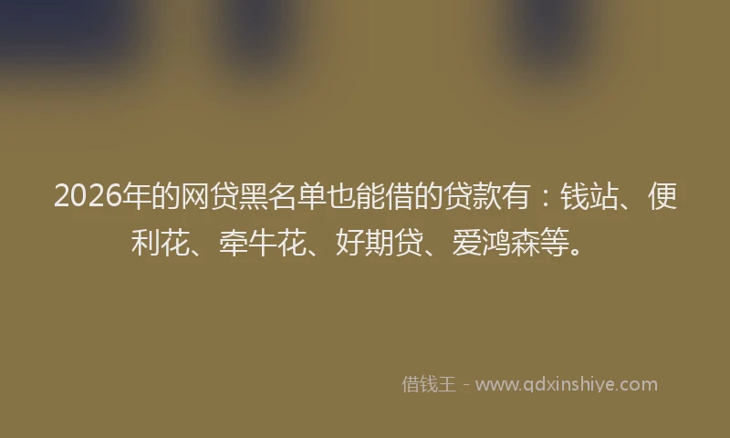 2026年的网贷黑名单也能借的贷款有：钱站、便利花、牵牛花、好期贷、爱鸿森等。