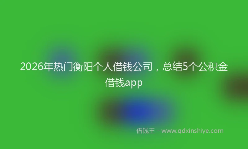 2026年热门衡阳个人借钱公司，总结5个公积金借钱app