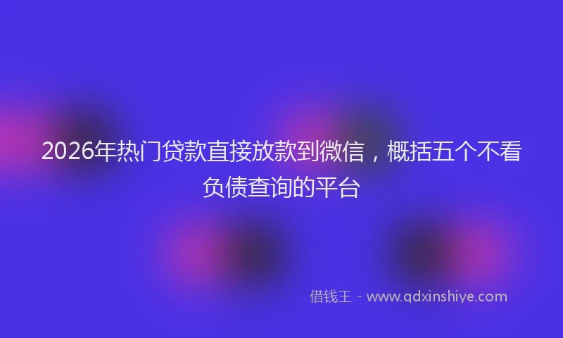 2026年热门贷款直接放款到微信，概括五个不看负债查询的平台