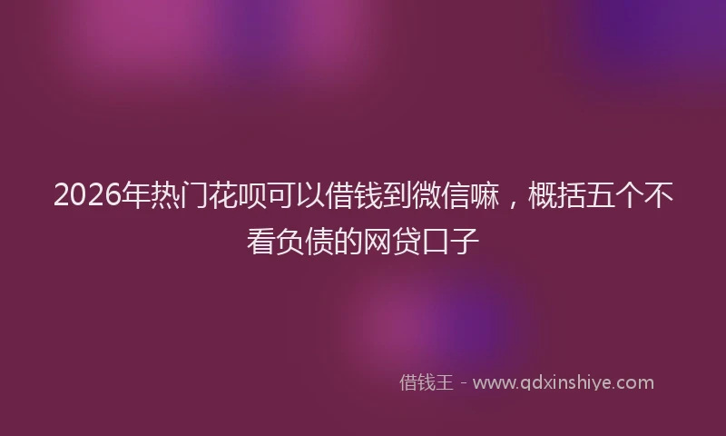 2026年热门花呗可以借钱到微信嘛，概括五个不看负债的网贷口子