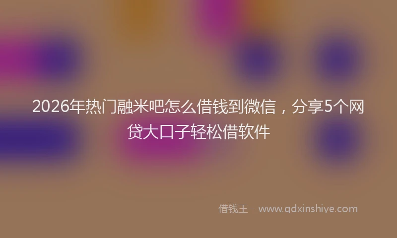 2026年热门融米吧怎么借钱到微信，分享5个网贷大口子轻松借软件